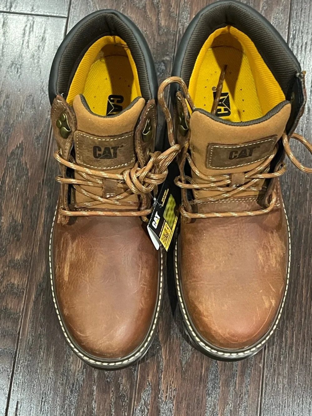 CAT Men Outbase Waterproof Soft Toe Work Boots Size US 11.5M Brown Leather MRX